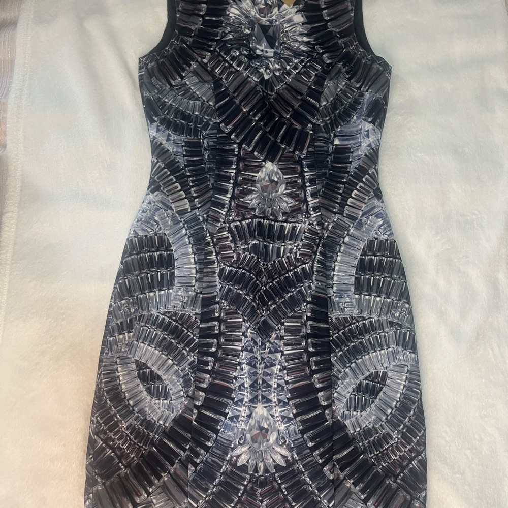 H&M Black and White Halter Bodycon Mini Dress
